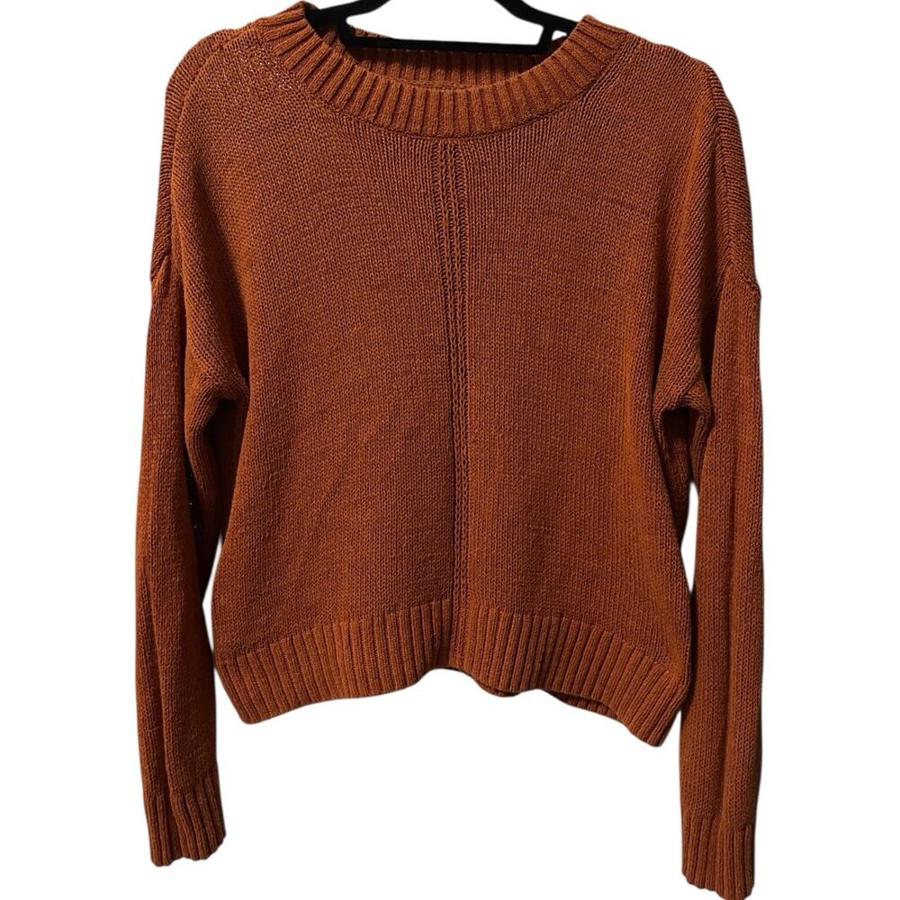 Banana Republic Rust‎ Orange Knit Crop Pullover Sweater Women's M Long Sleeve